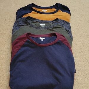 3 Mens Long Sleeve Color Block Tees Old Navy Size Large
